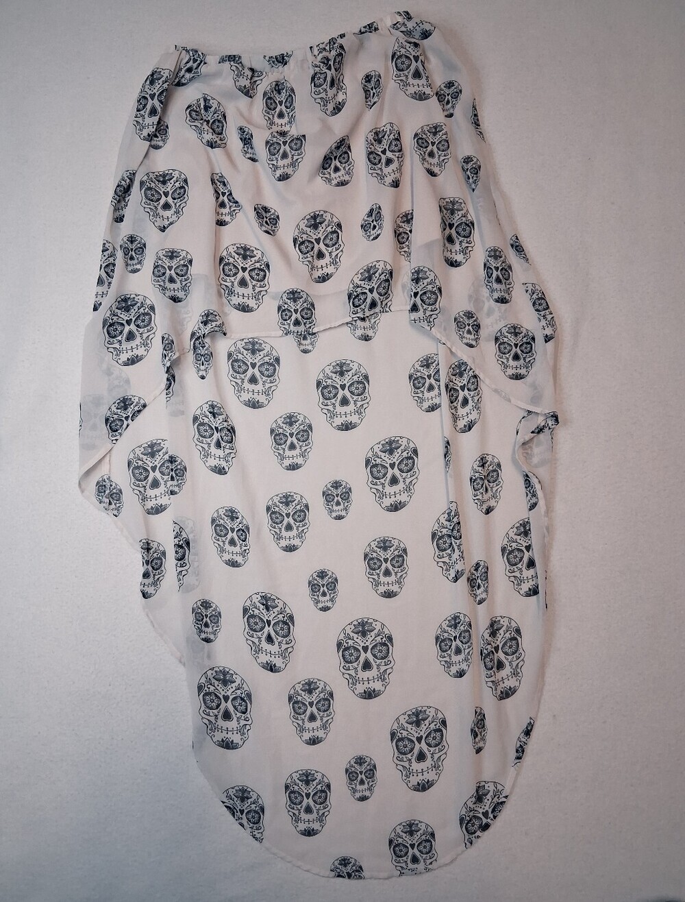 Divided White Sheer Skull-Print Kimono